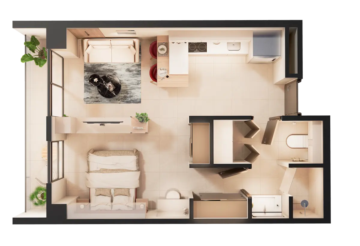 Render de apartamento modelo Aura en K nova Rohrmoser.