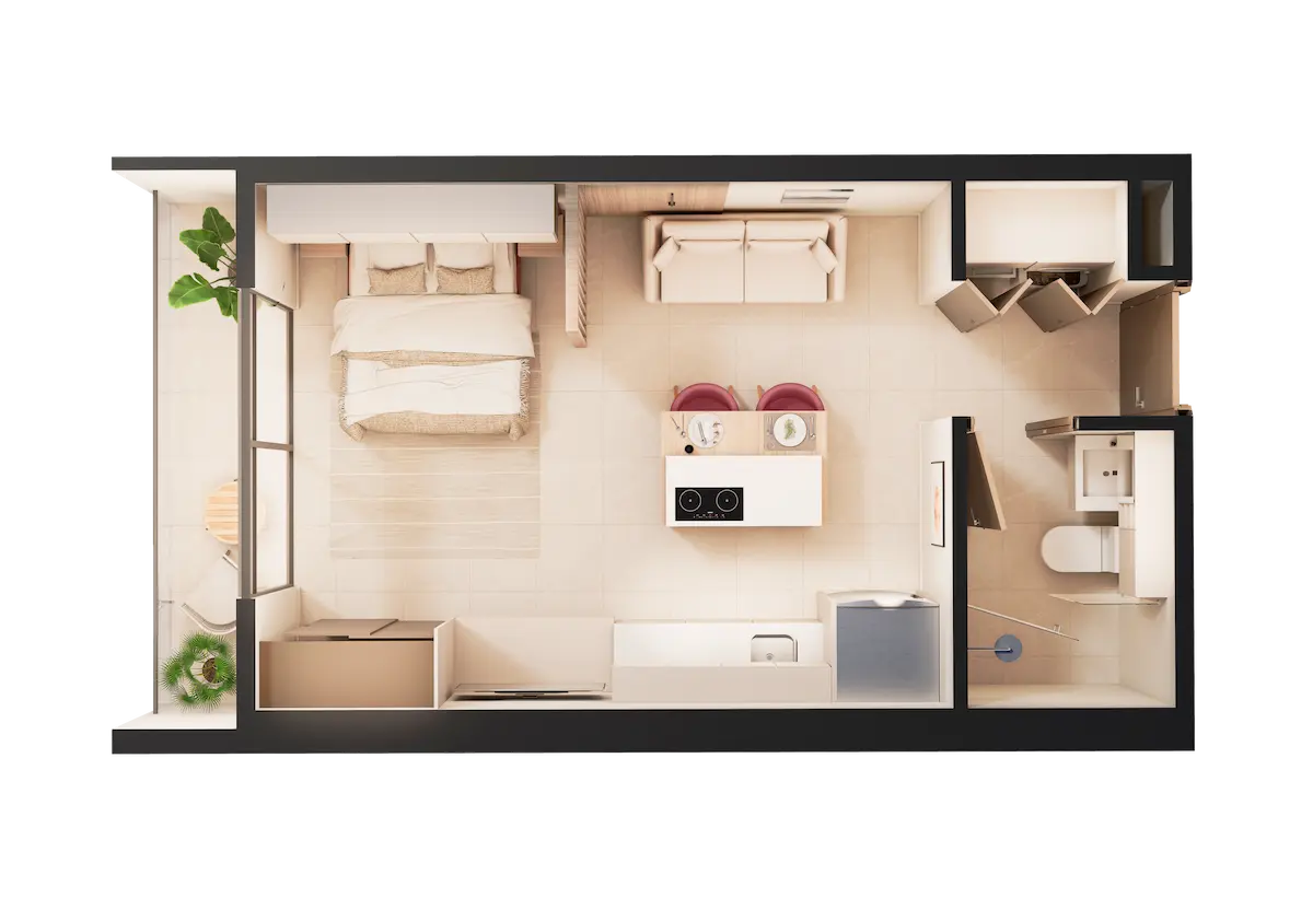 Render de apartamento modelo Celeste en K nova Rohrmoser.