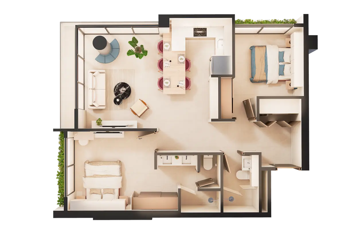 Render de apartamento modelo Lyra en K nova Rohrmoser.