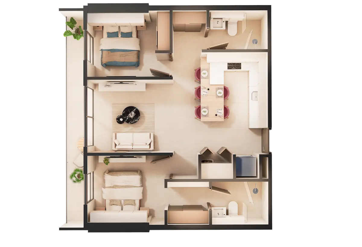 Render de apartamento modelo Mira en K nova Rohrmoser.