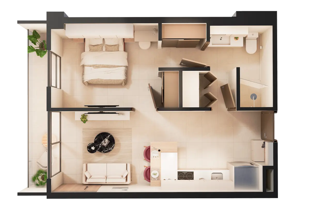 Render de apartamento modelo Alba en K nova Rohrmoser.